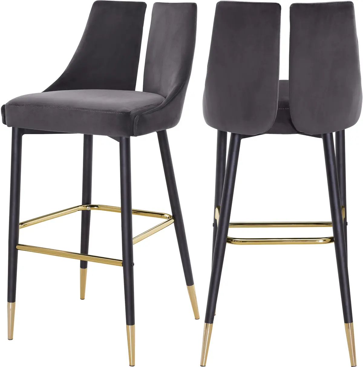 Sleek Grey Velvet Stool 1