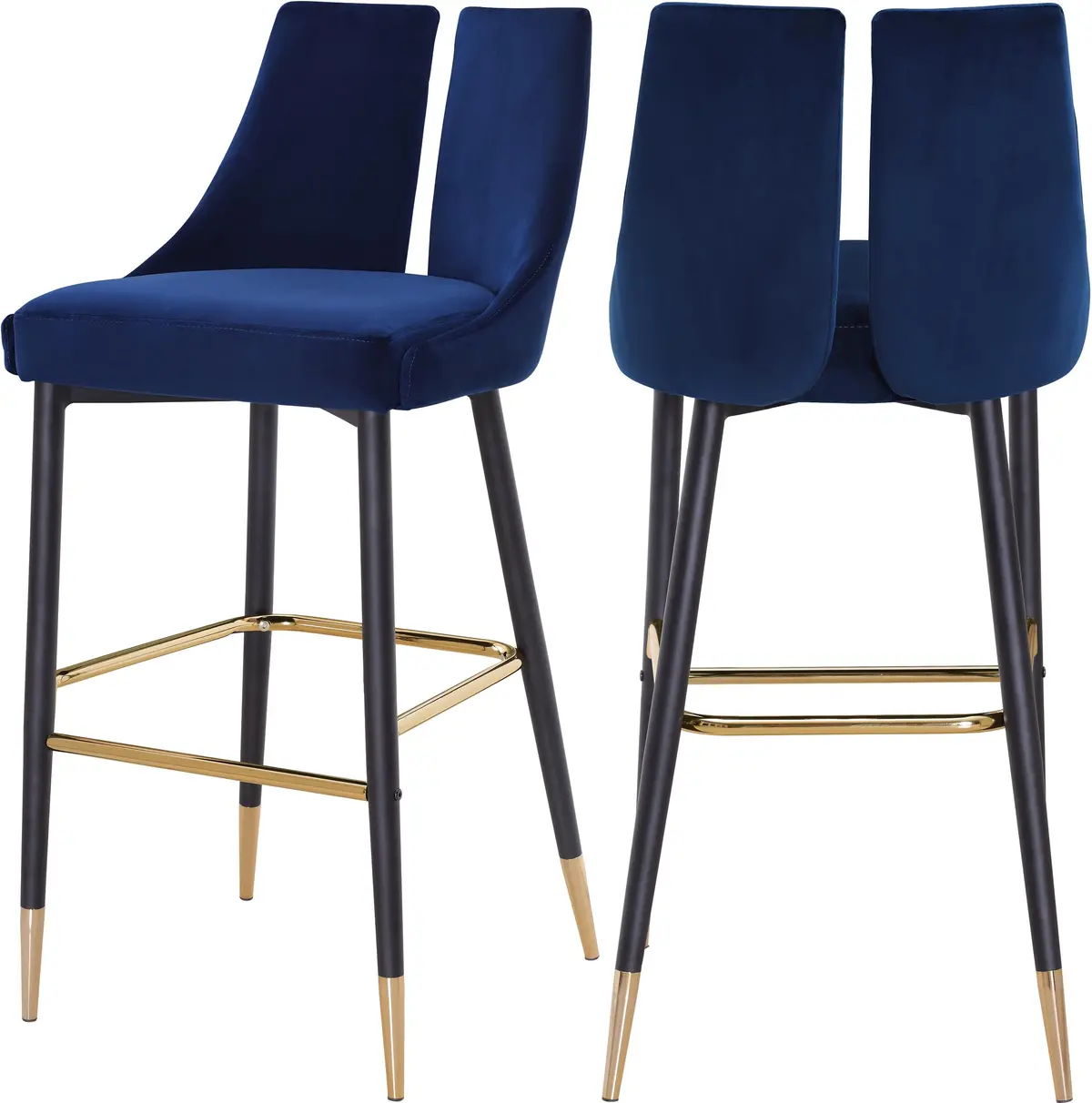 Sleek Navy Velvet Stool 1