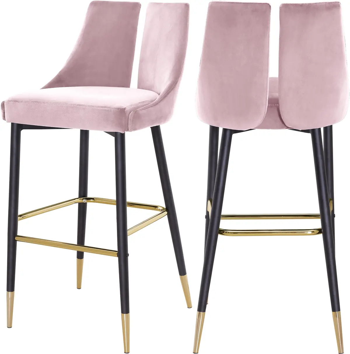 Sleek Pink Velvet Stool 1