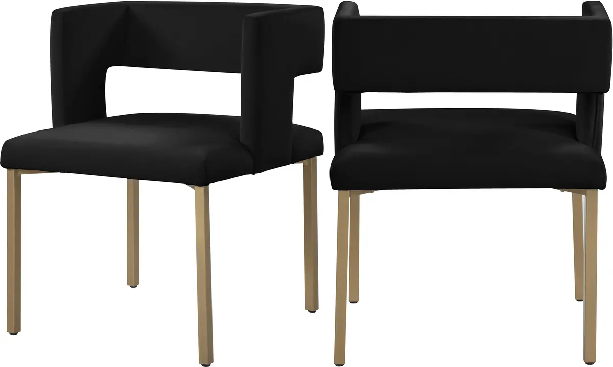 Caleb Black Velvet Dining Chair 1