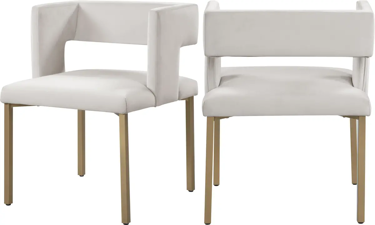 Caleb Cream Velvet Dining Chair 1