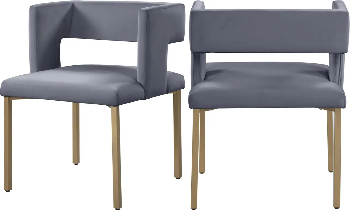Caleb Grey Velvet Dining Chair 1
