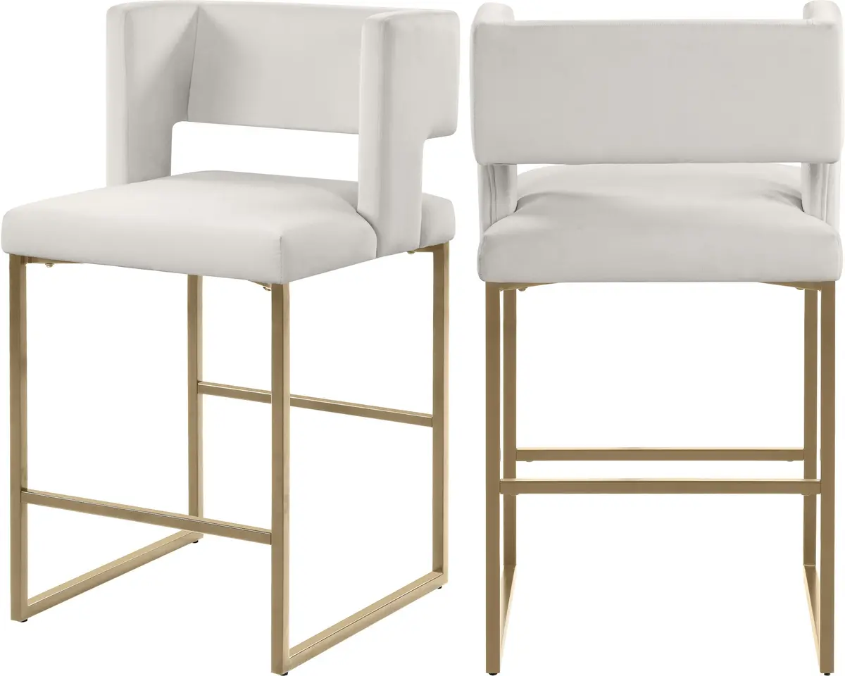 Caleb Cream Velvet Counter Stool 1