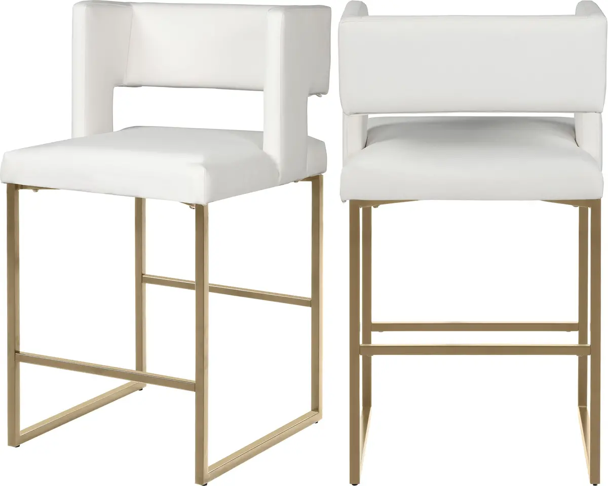 Caleb White Faux Leather Counter Stool 1