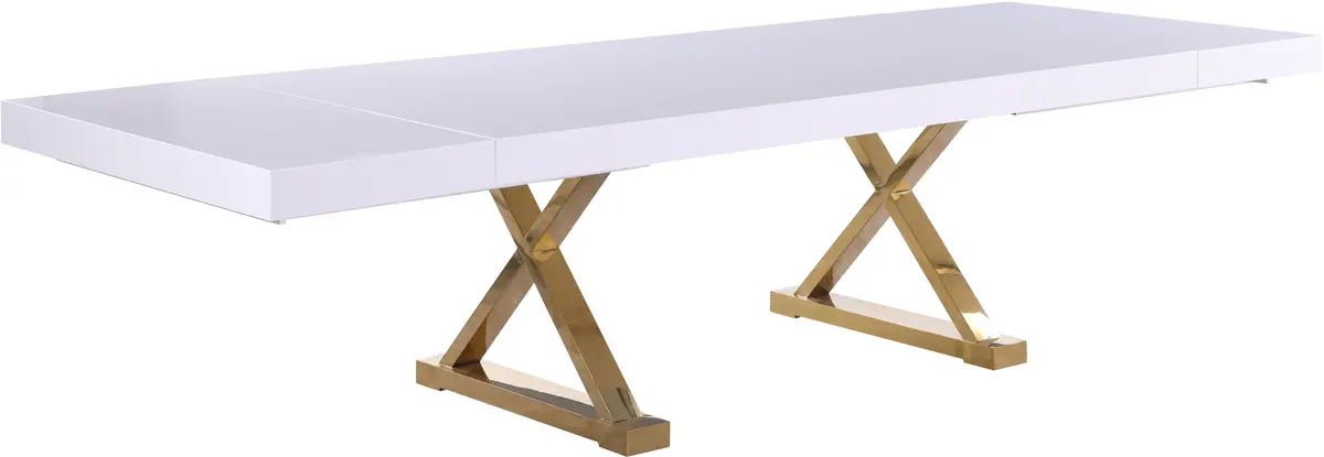 Excel White Lacquer Extendable Dining Table (3 Boxes) 1