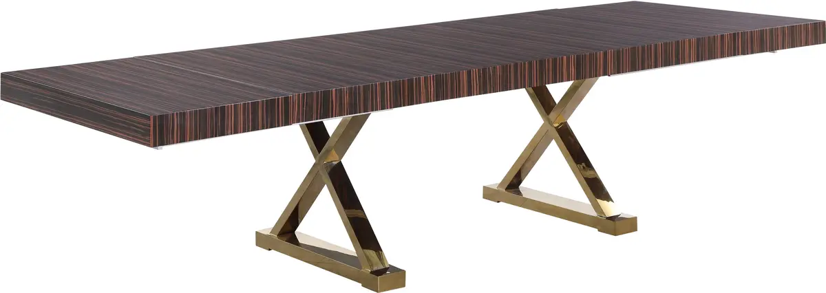 Excel Brown Zebra Wood Veneer Lacquer Extendable Dining Table (3 Boxes) 1