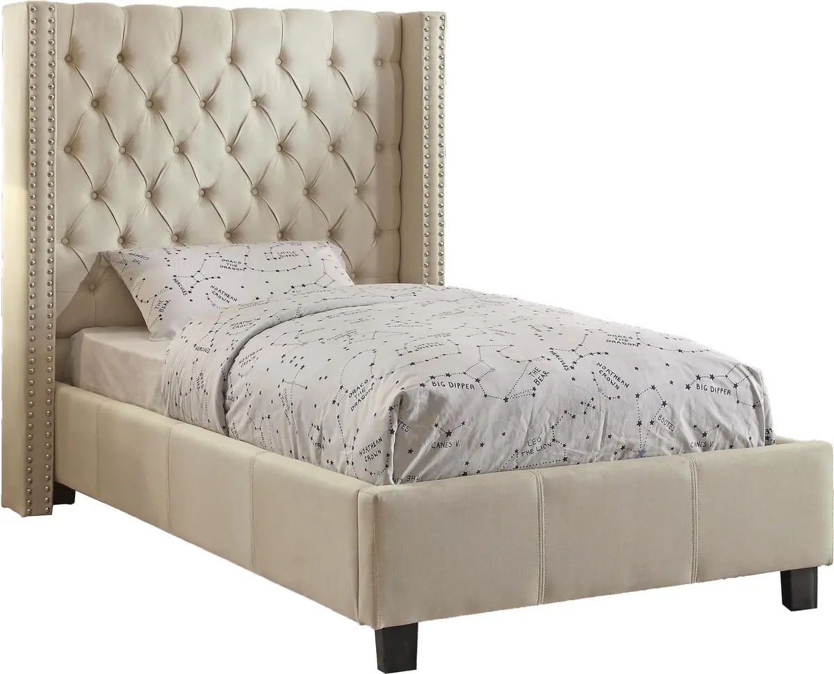 Ashton Beige Linen Twin Bed 1