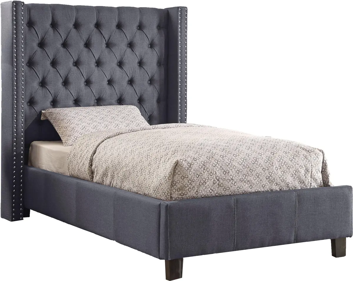 Ashton Grey Linen Twin Bed 1