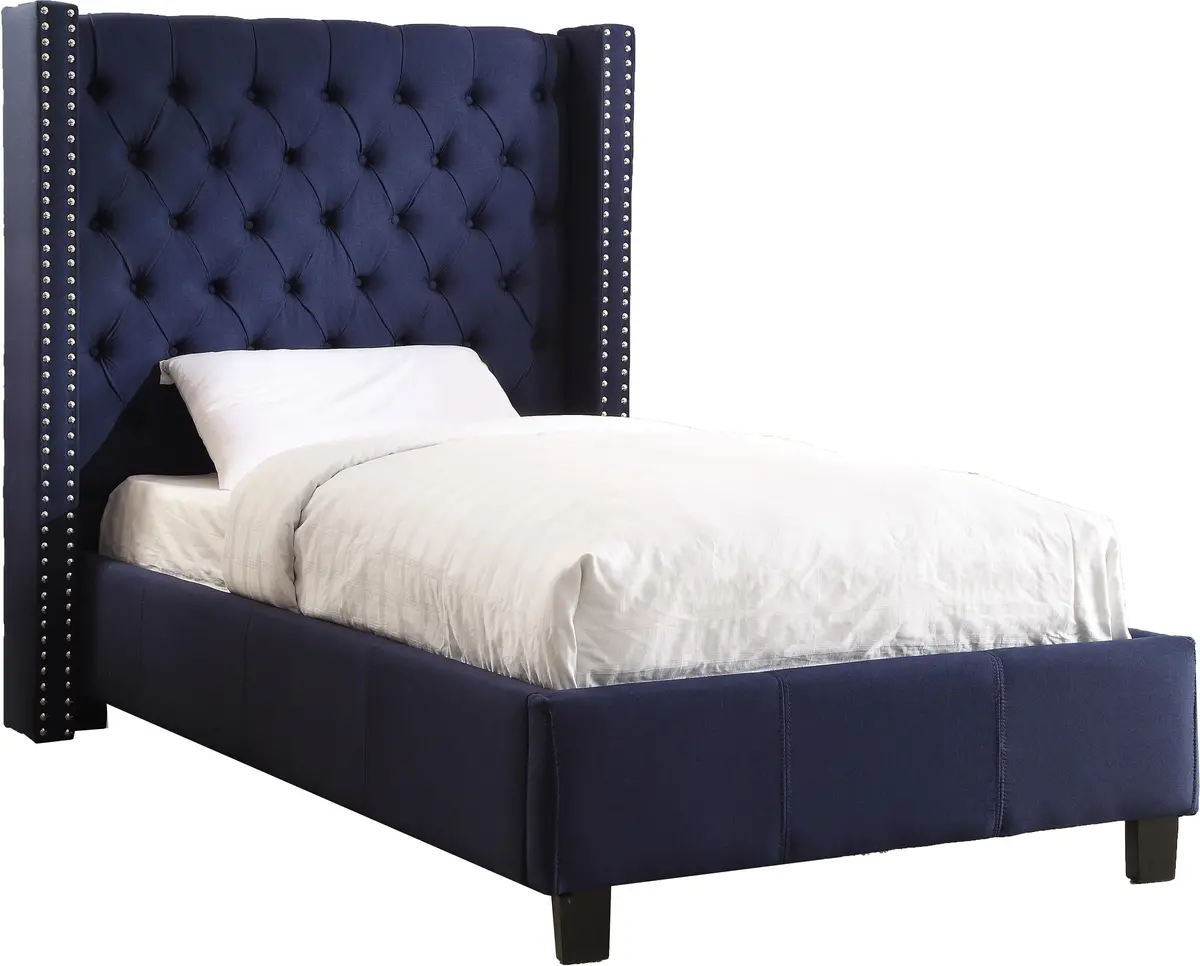 Ashton Navy Linen Twin Bed 1