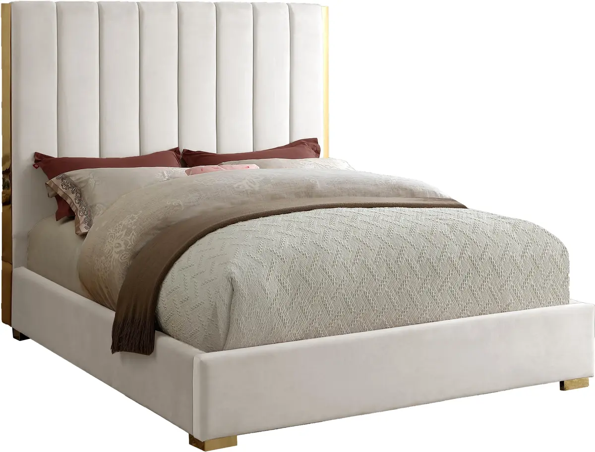Becca Cream Velvet King Bed 1
