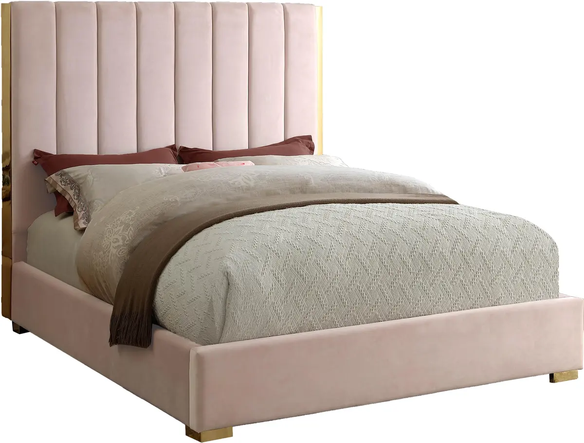 Becca Pink Velvet Full Bed 1