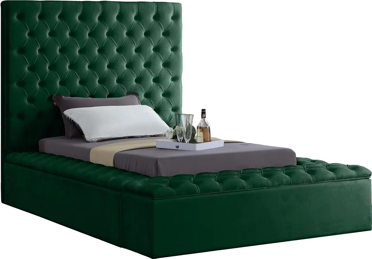 Bliss Green Velvet Twin Bed (3 Boxes) 1