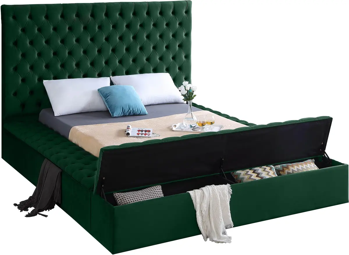 Bliss Green Velvet Queen Bed (3 Boxes) 2