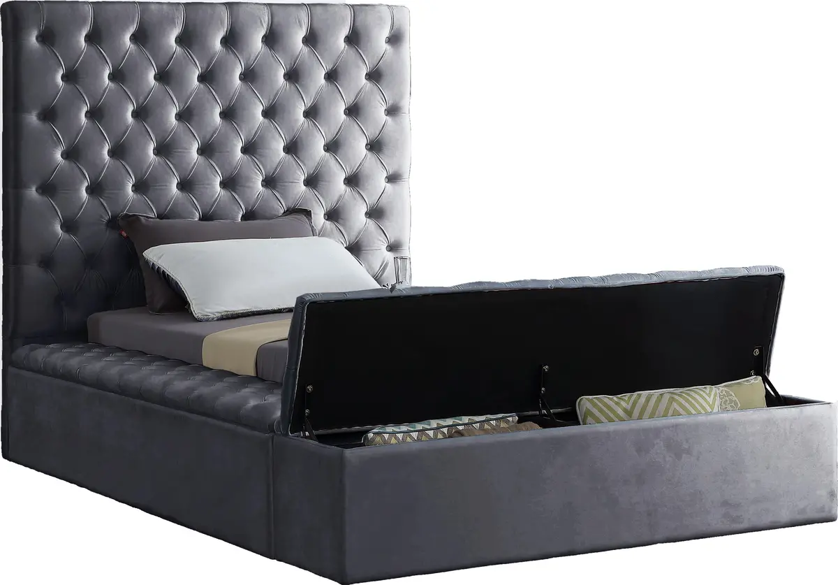 Bliss Grey Velvet Twin Bed (3 Boxes) 2
