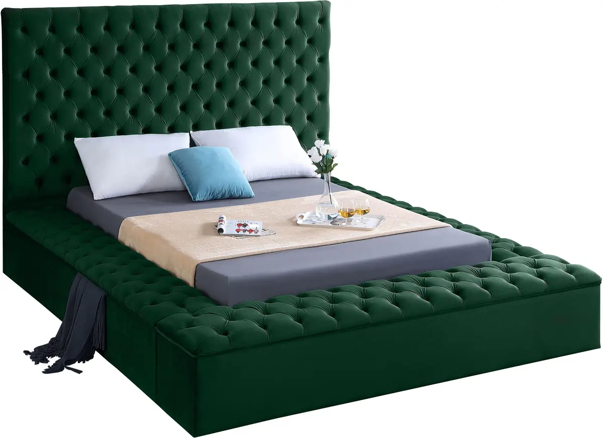 Bliss Green Velvet Full Bed (3 Boxes) 1