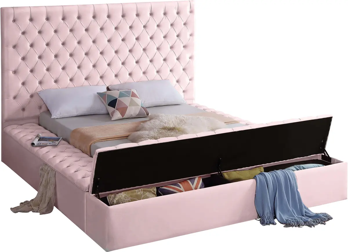 Bliss Pink Velvet Full Bed (3 Boxes) 2