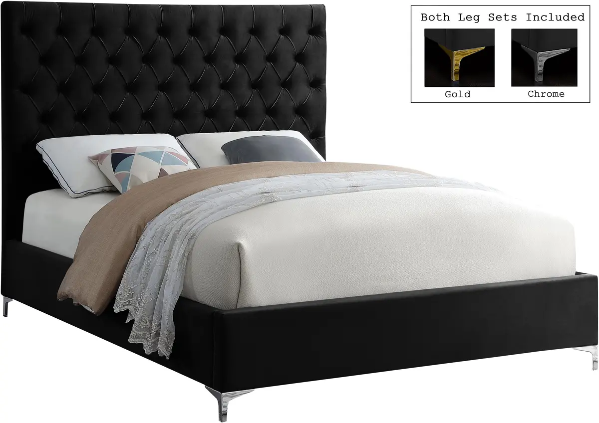 Cruz Black Velvet King Bed 2