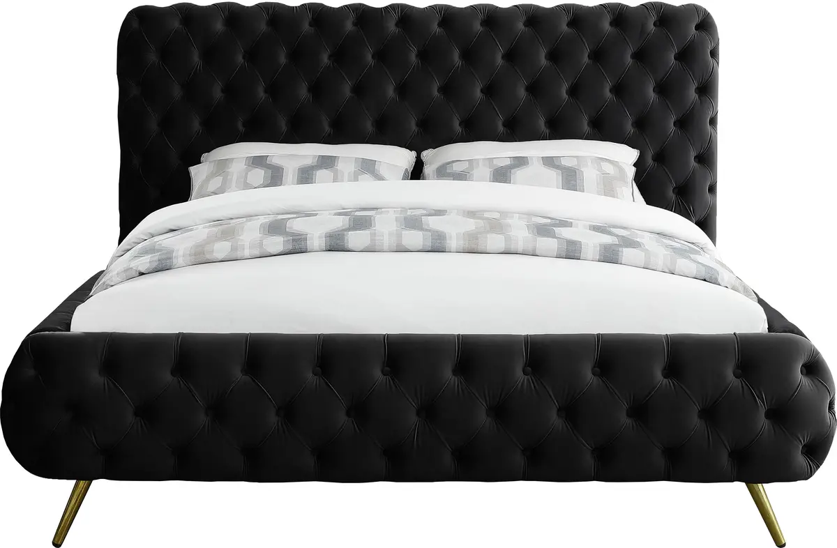 Delano Black Velvet King Bed 2