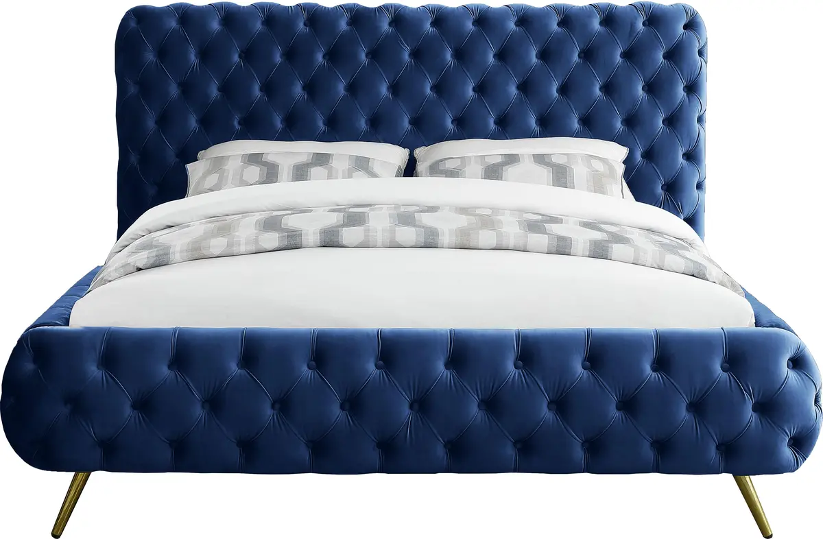 Delano Navy Velvet King Bed 2
