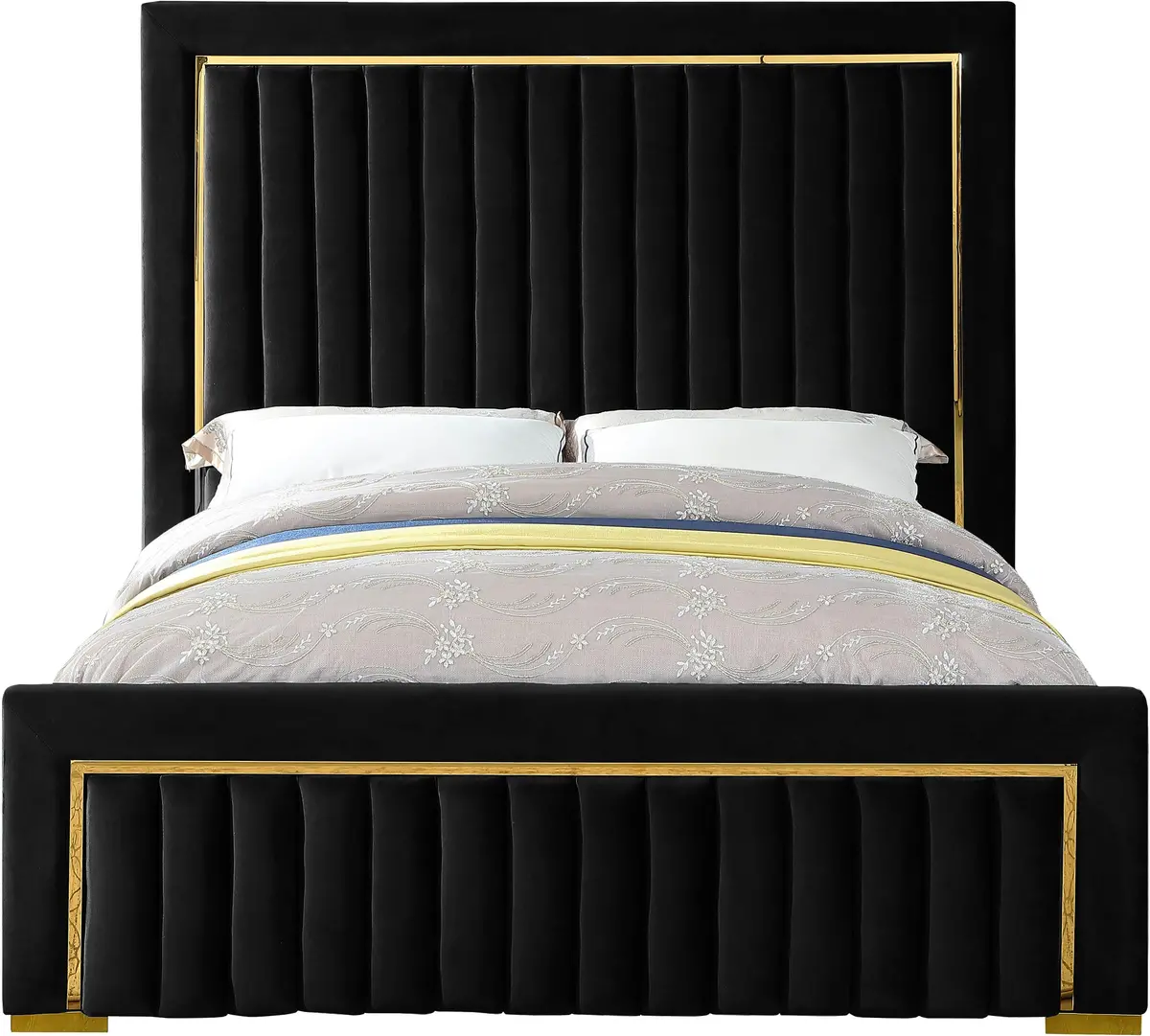 Dolce Black Velvet King Bed (3 Boxes) 2