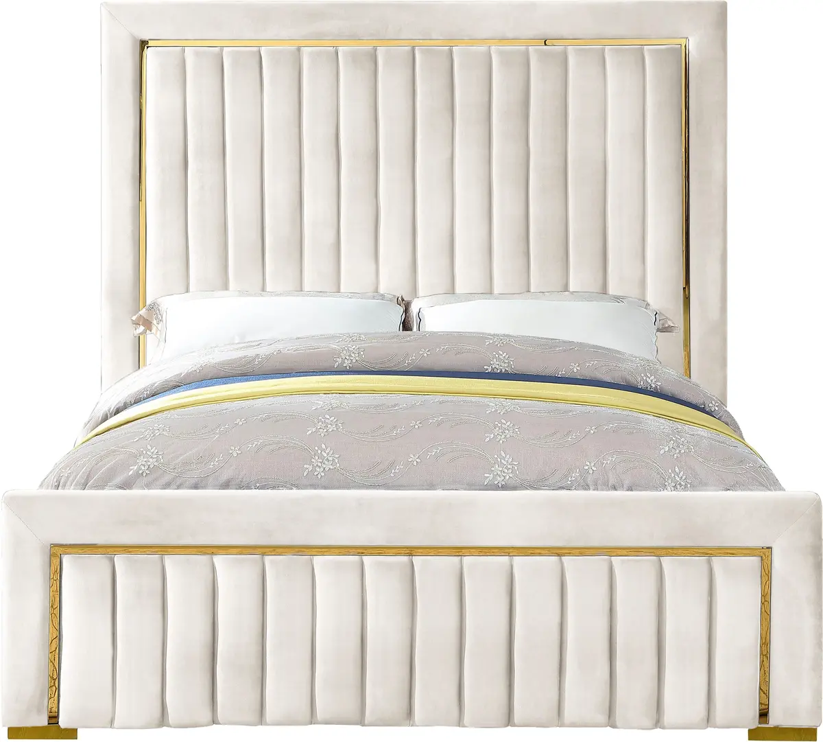 Dolce Cream Velvet King Bed (3 Boxes) 2