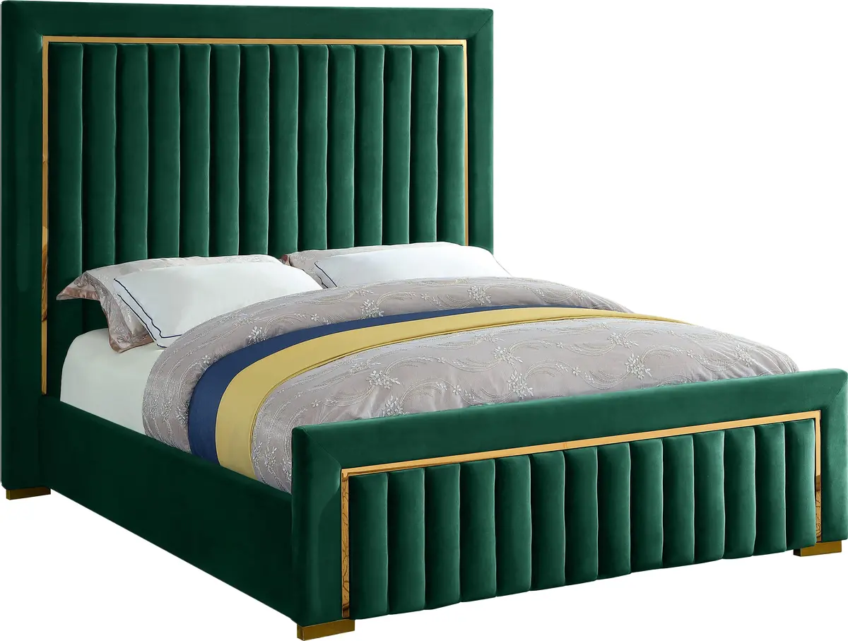 Dolce Green Velvet Queen Bed (3 Boxes) 1