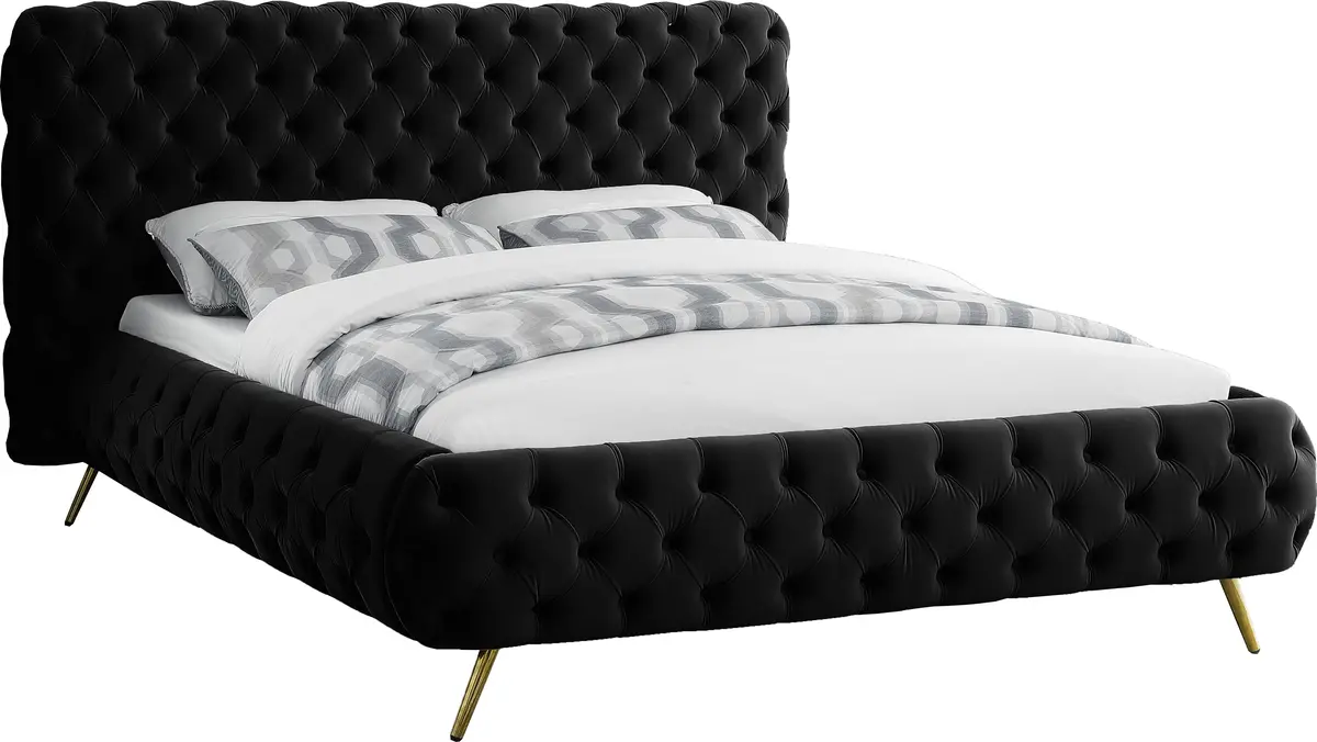 Delano Black Velvet King Bed 1