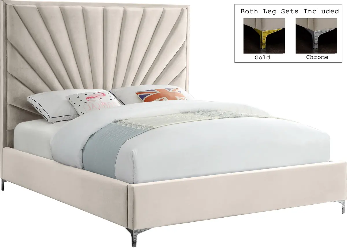 Eclipse Cream Velvet Full Bed 2