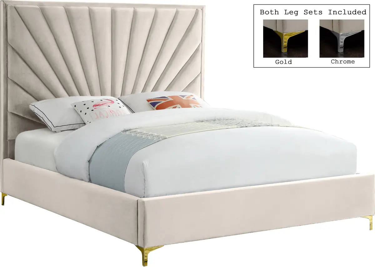 Eclipse Cream Velvet King Bed 1