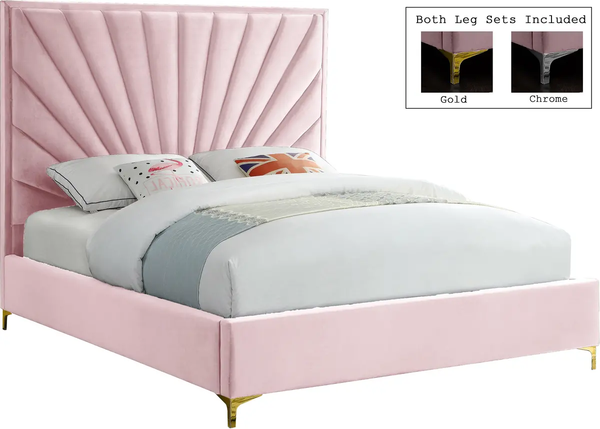 Eclipse Pink Velvet Queen Bed 1