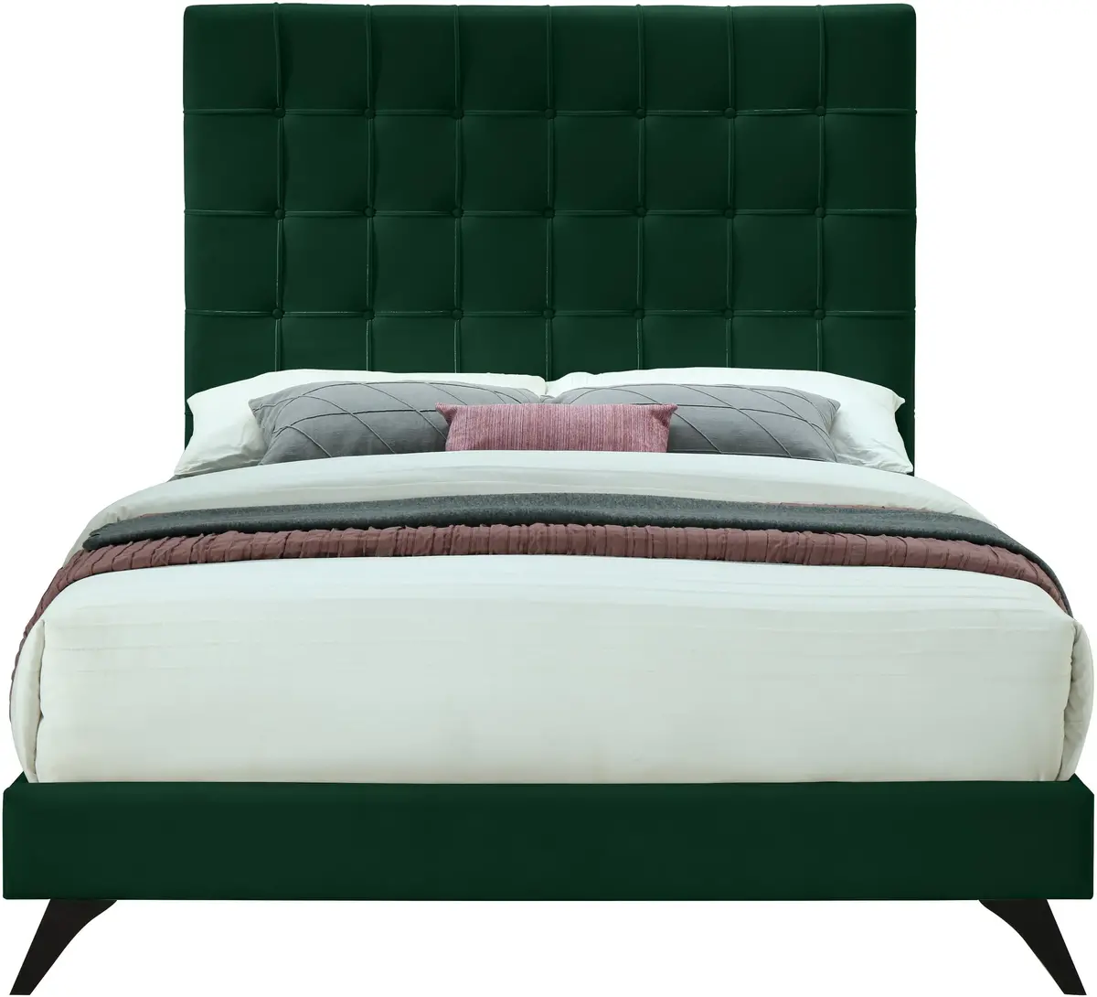 Elly Green Velvet King Bed 2