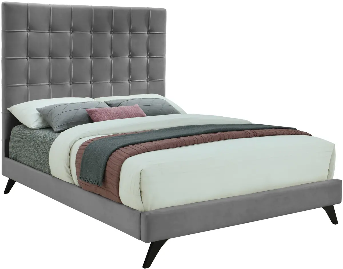 Elly Grey Velvet Full Bed 1
