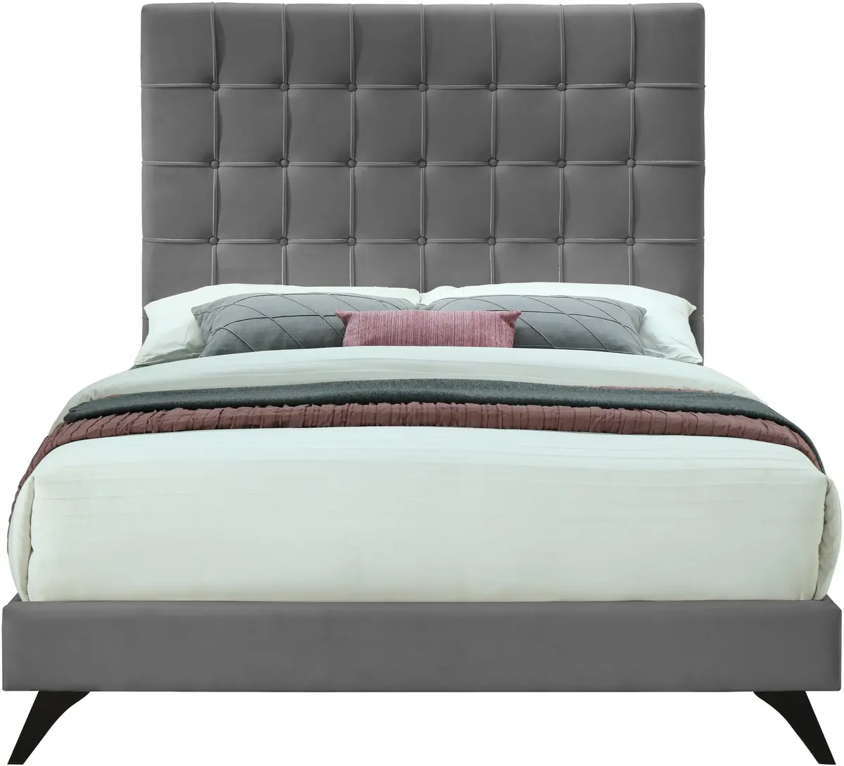 Elly Grey Velvet Full Bed 2