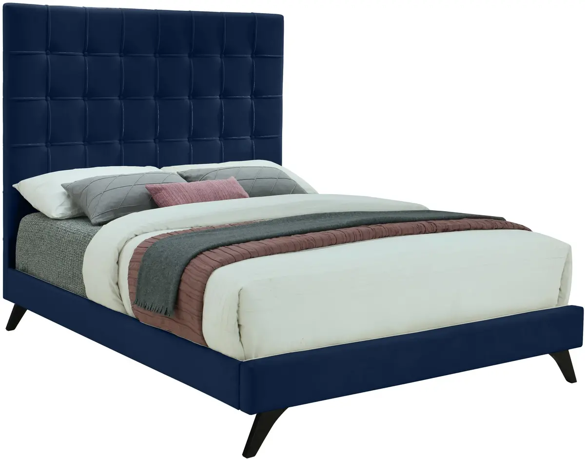 Elly Navy Velvet Queen Bed 1