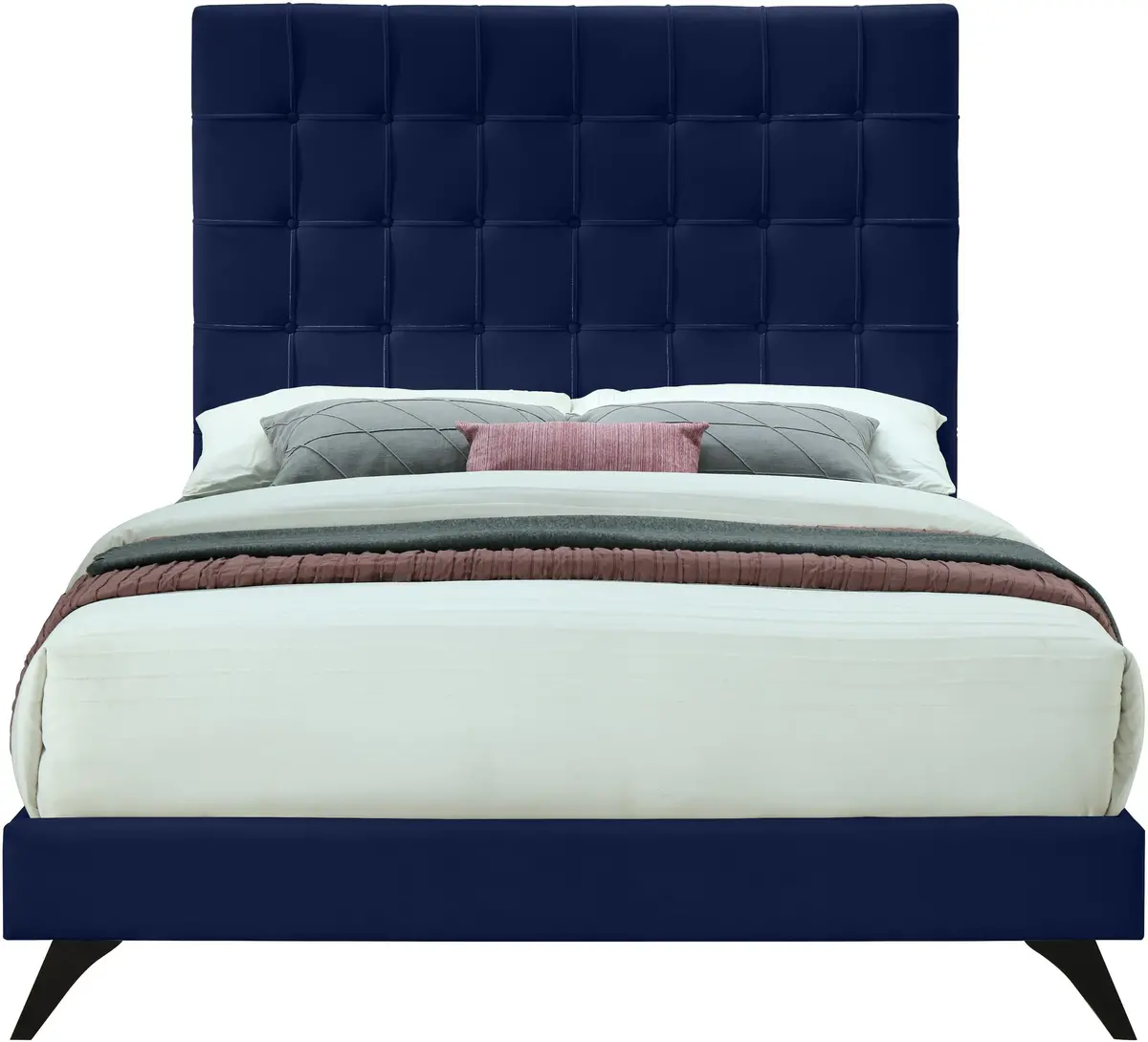 Elly Navy Velvet Queen Bed 2