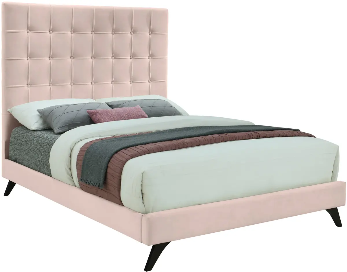 Elly Pink Velvet Queen Bed 1