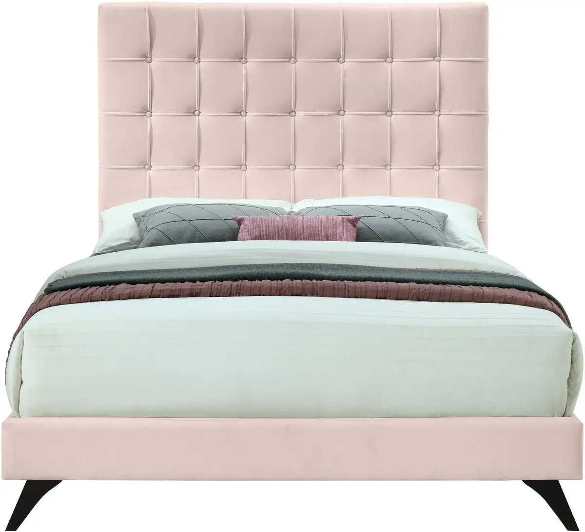 Elly Pink Velvet King Bed 2