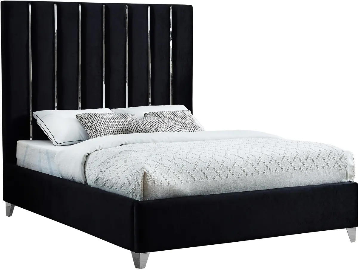 Enzo Black Velvet Full Bed 1