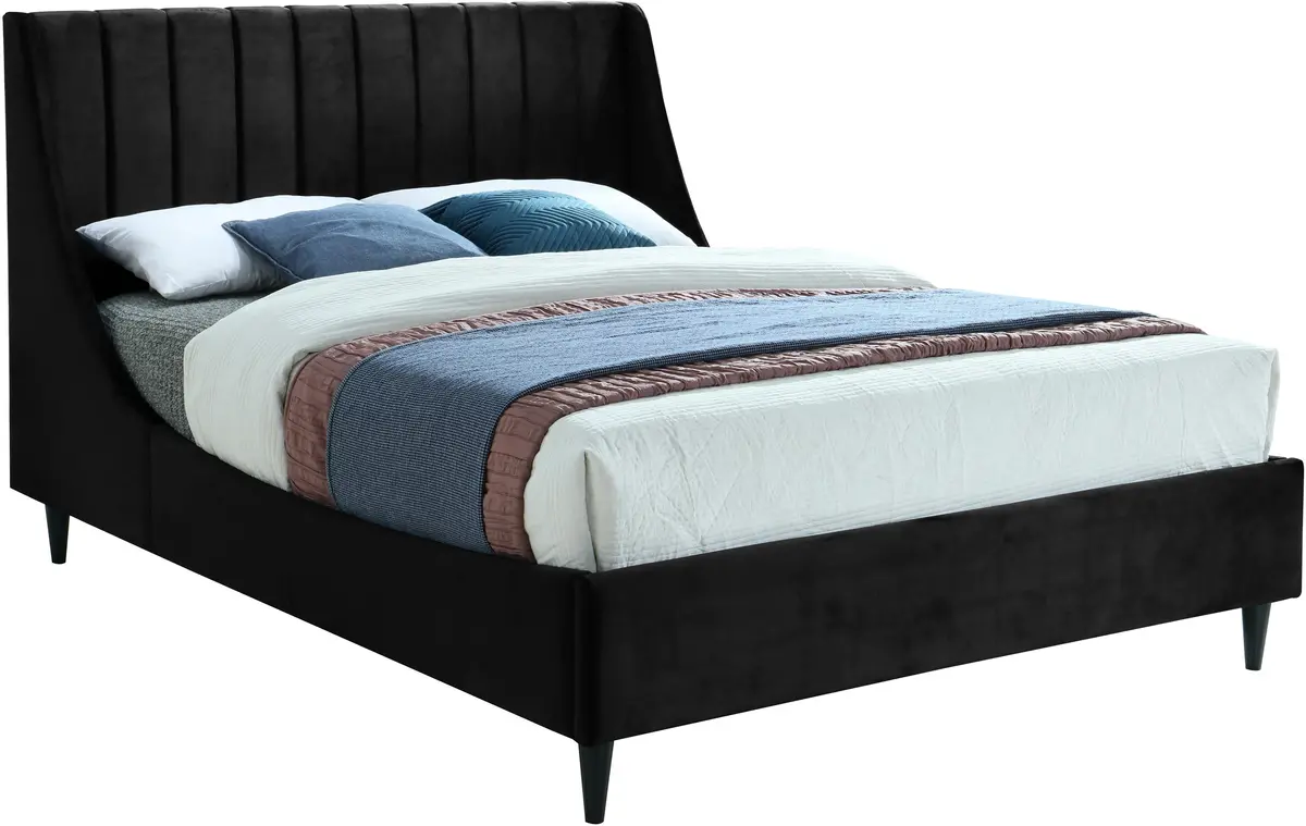 Eva Black Velvet Full Bed 1