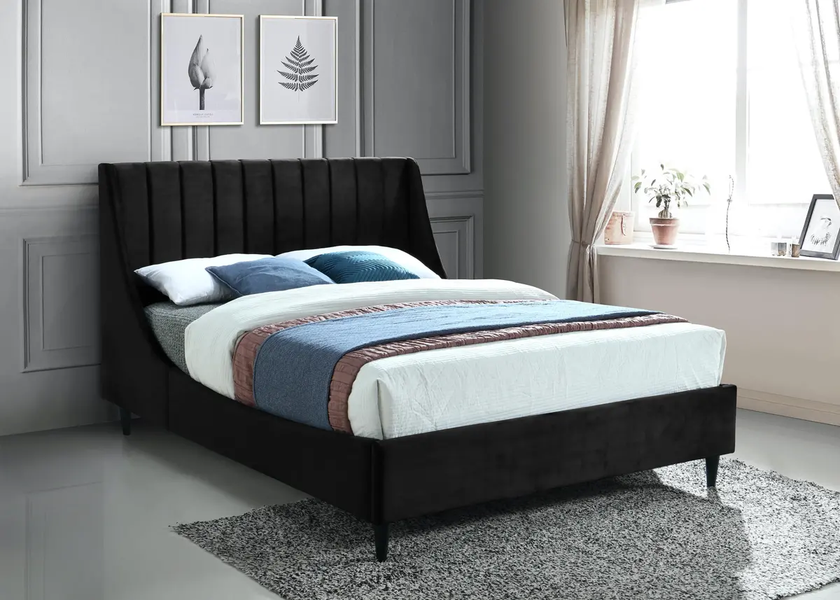 Eva Black Velvet King Bed 2