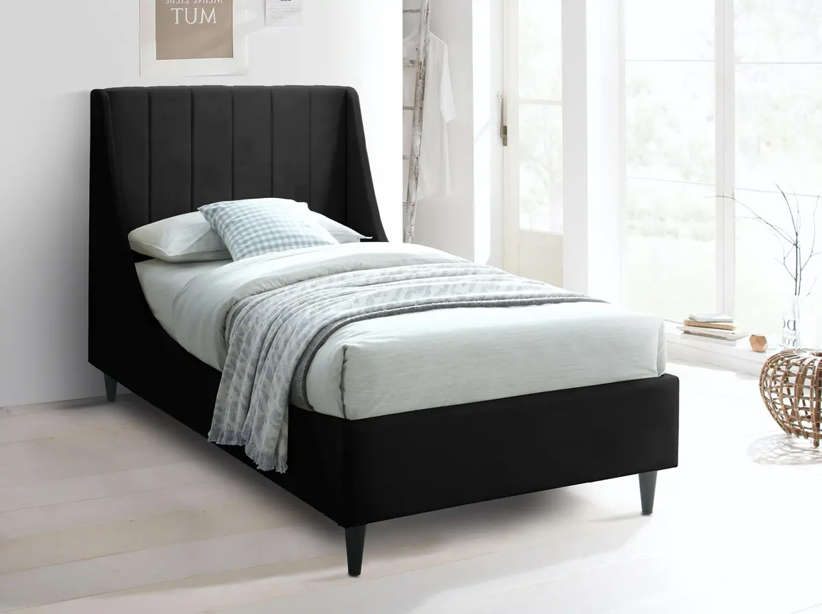Eva Black Velvet Twin Bed 2