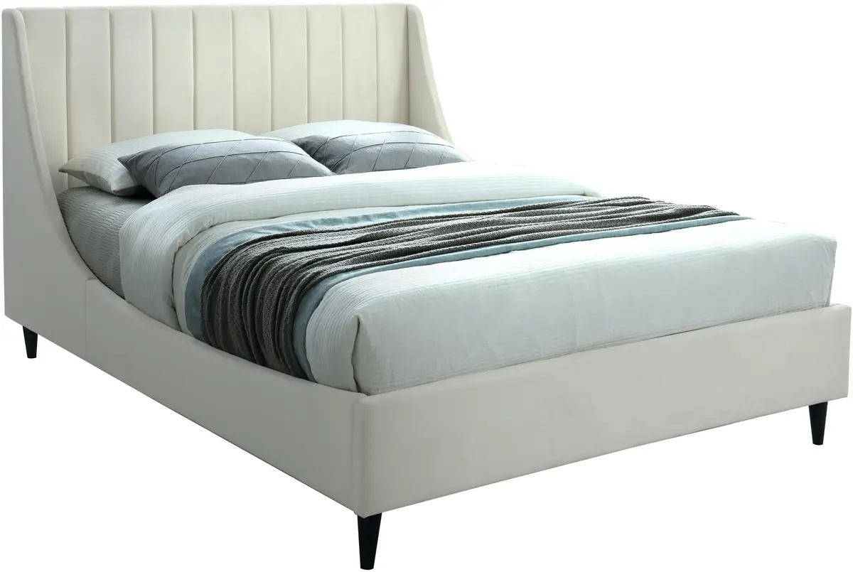 Eva Cream Velvet Full Bed 1