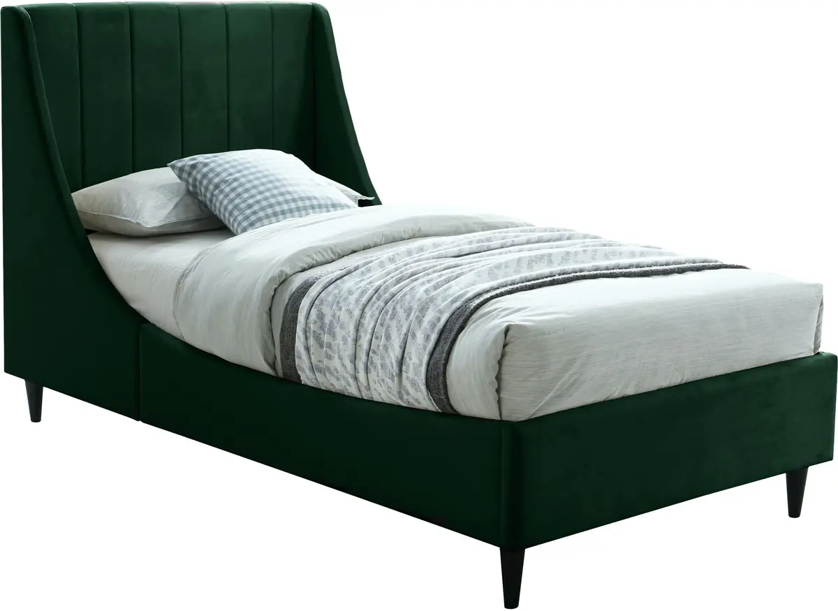 Eva Green Velvet Twin Bed 1