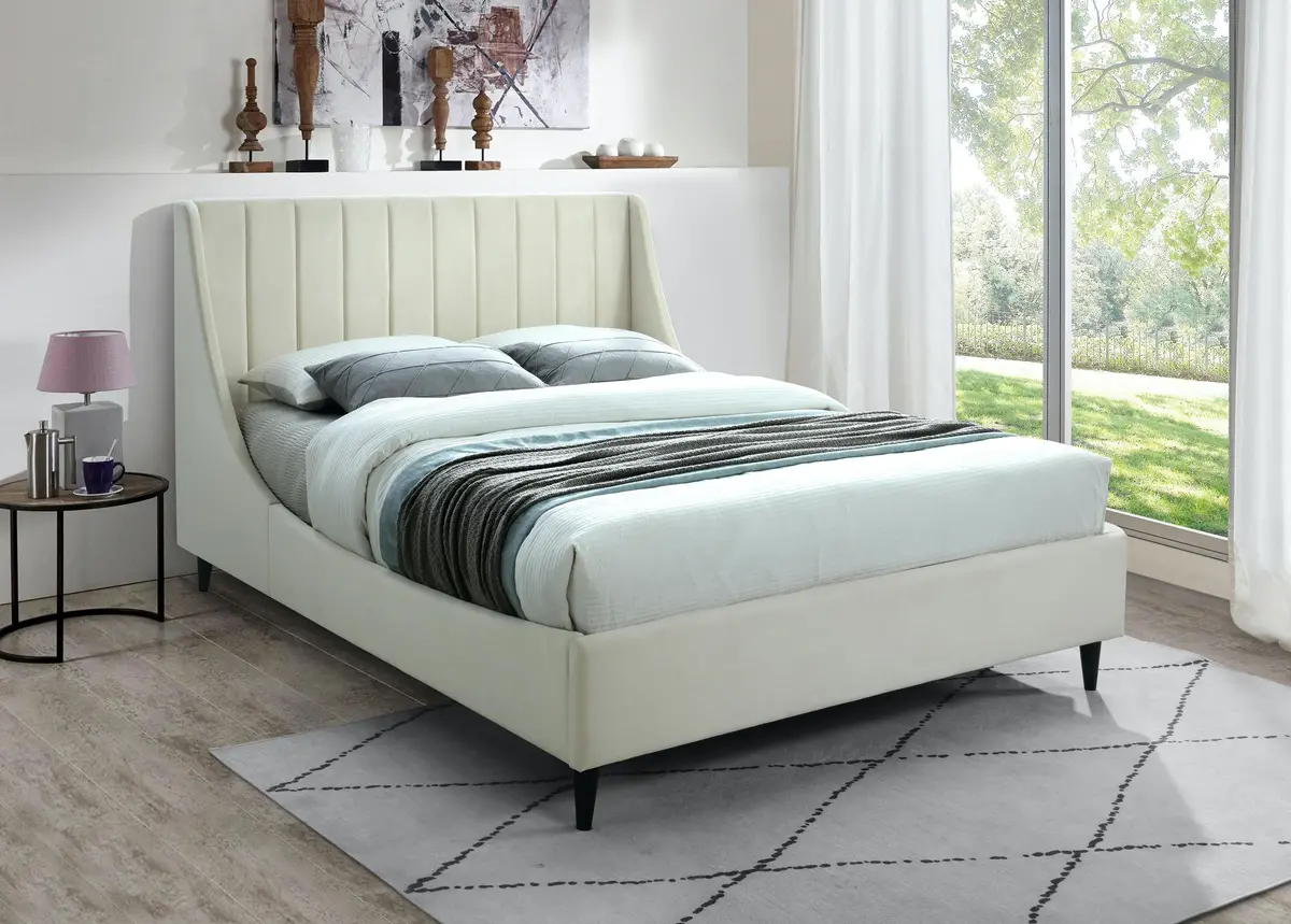 Eva Cream Velvet Full Bed 2