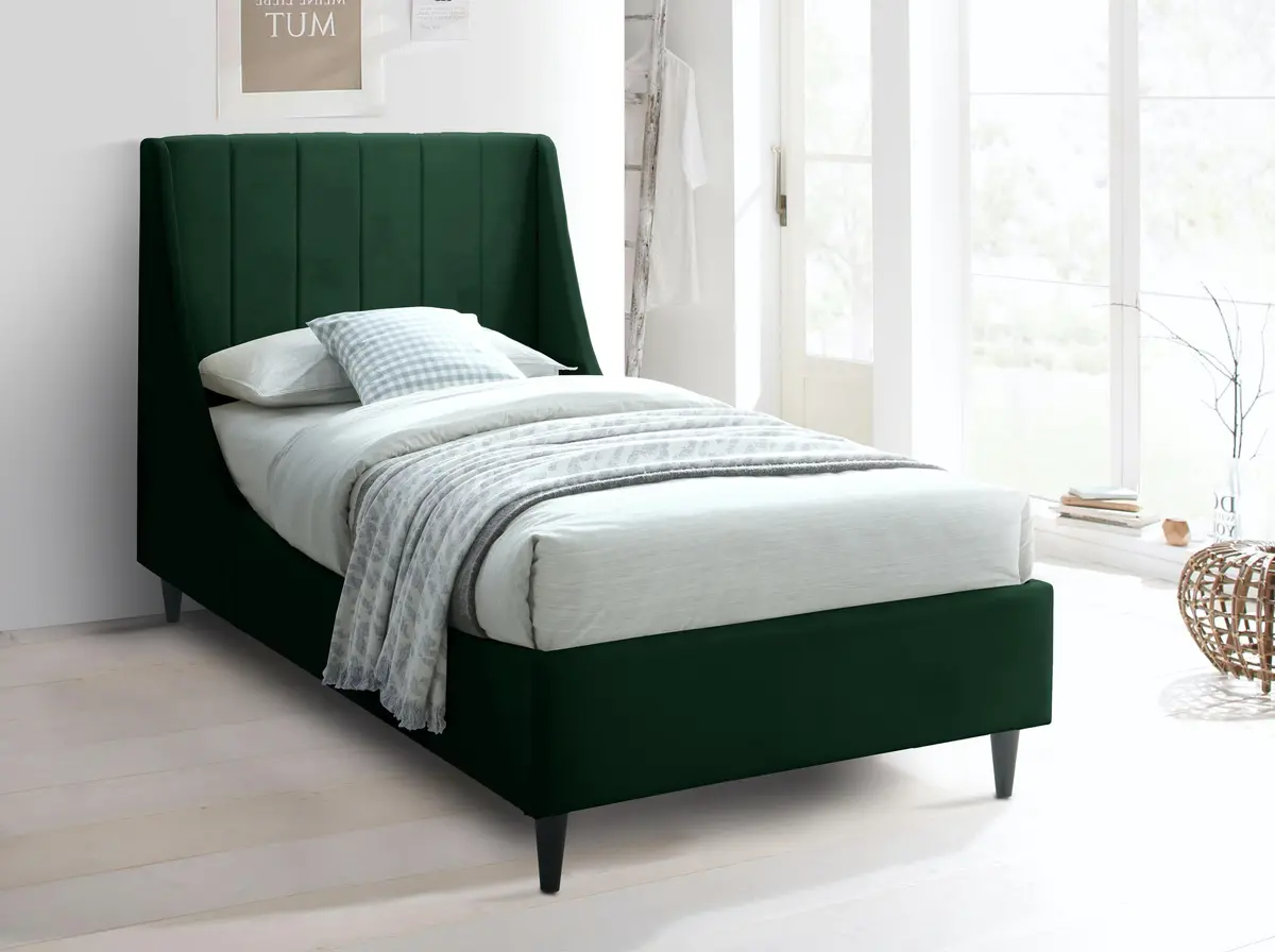 Eva Green Velvet Twin Bed 2