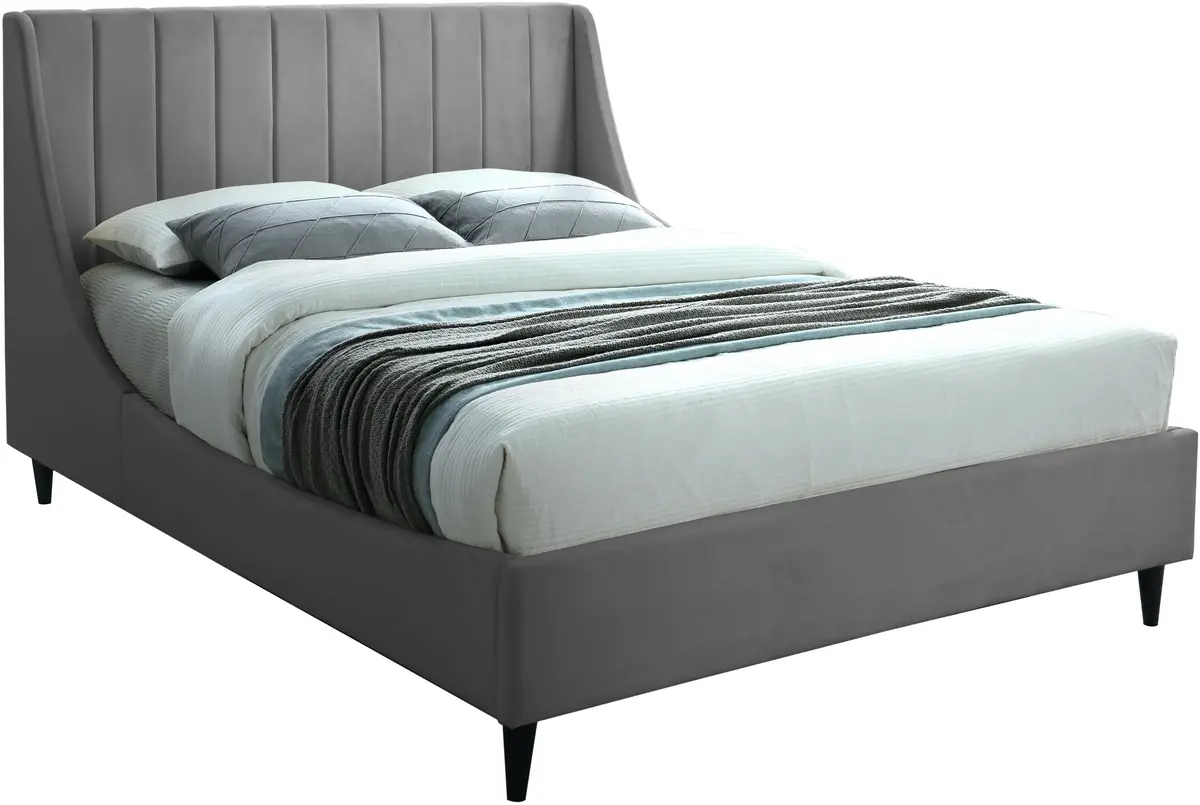Eva Grey Velvet Full Bed 1