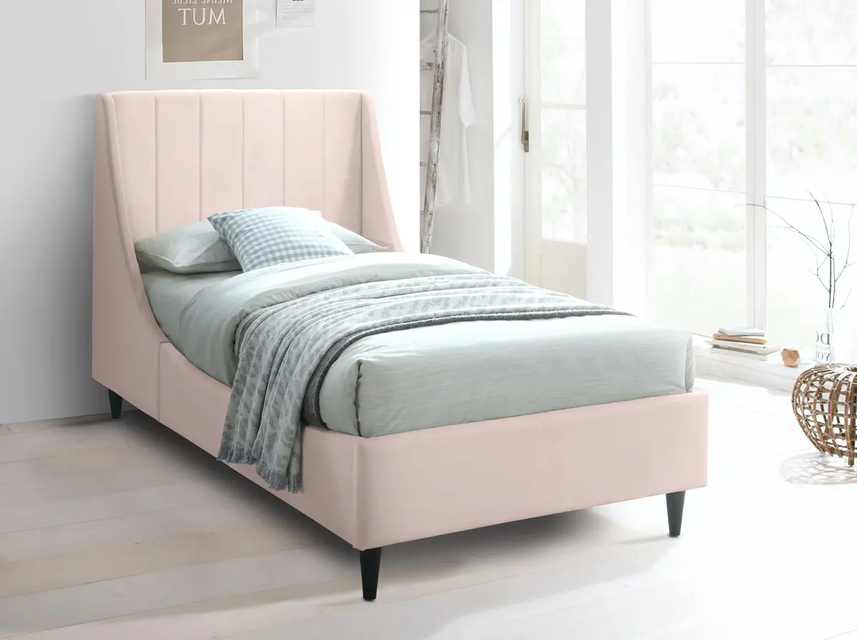 Eva Pink Velvet Twin Bed 2