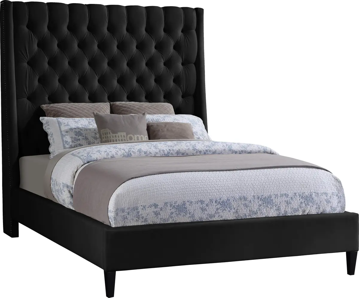 Fritz Black Velvet Full Bed 1