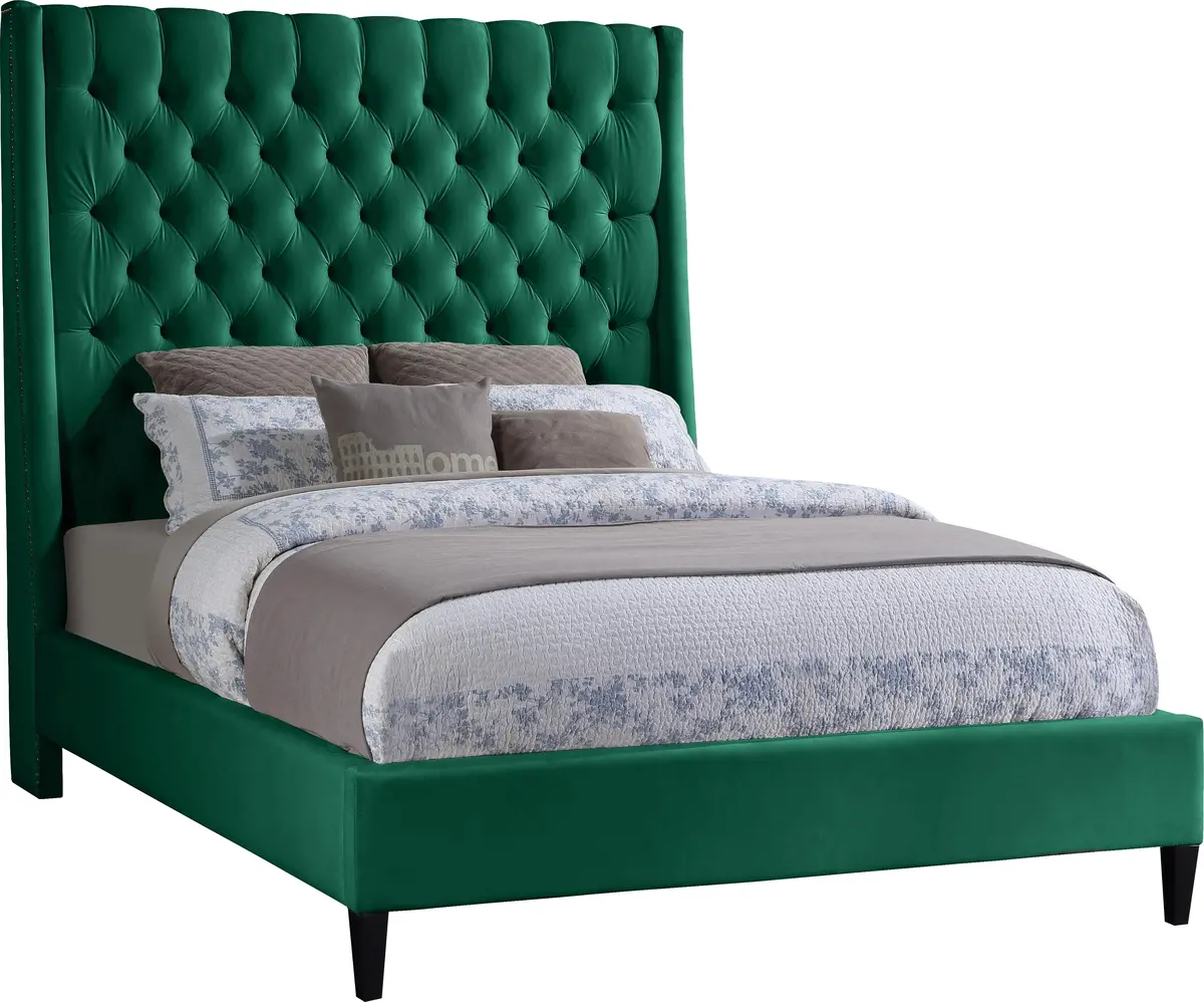 Fritz Green Velvet Full Bed 1