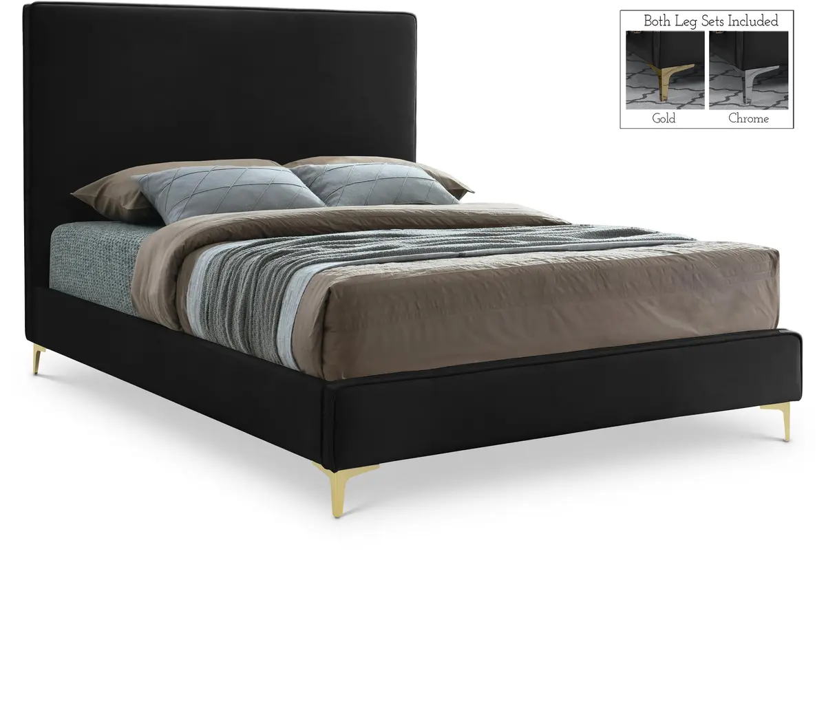 Geri Black Velvet Full Bed 1